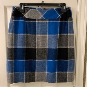 Talbots Blue & White Wool Plaid A Line Skirt 4